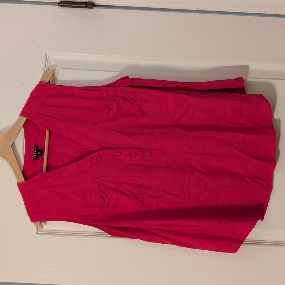 Torrid Hot Pink Linen Top